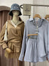 MATINEE Spring Collar Down Stylish Shirt With Skirt Sets